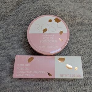 Trader Joe's Rose Oil Hand Cream & Body Scrub Duo BNWT